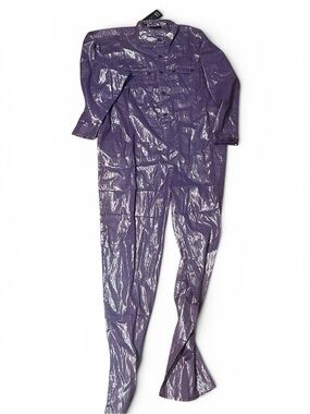 NWT Suzi Kondi Shiny Purple Button-Front Jumpsuit M/L